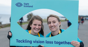 A couple of keen Kiltwalkers who raised money for Sight Scotland