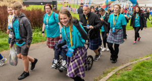 Kiltwalk supporters on the Edinburgh Kiltwalk on the 18th of September 2022