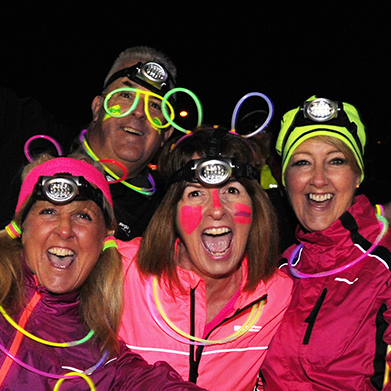 Runners dressed in bright colours