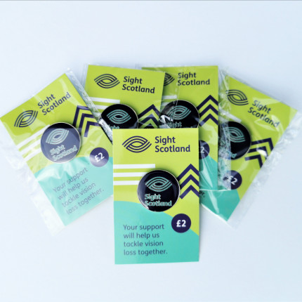 Sight Scotland Pin badges. Minimum order 5 badges. Available from our merchandise store