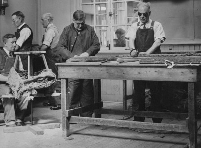 Blind veterans working in Newington House workshops