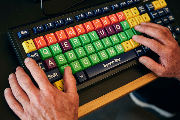 Veterans use accessible keyboards at Linburn centre Veterans use accessible keyboards at Linburn centre