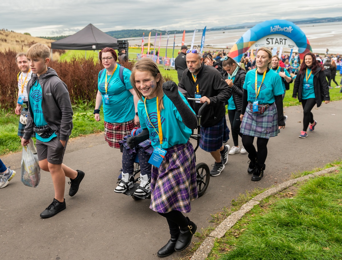 Kiltwalk supporters on the Edinburgh Kiltwalk on the 18th of September 2022