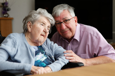 A Jenny's Well resident and their family member