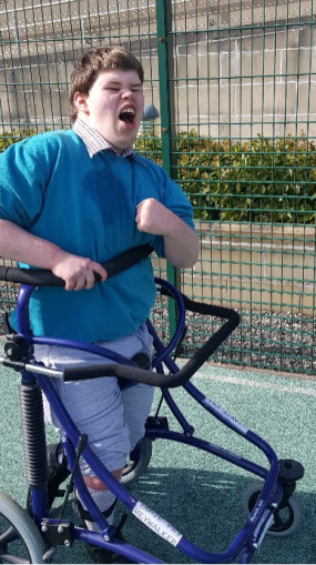Jamie gets plenty of exercise at Forward Vision, a residential care service for people with a vision impairment and complex health conditions.