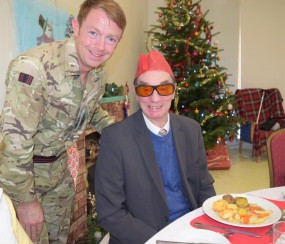 One of the 3 RIFLES soldiers (left) with Scottish War Blinded member