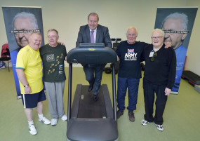 Veterans Minister Graeme Dey on a treadmill in Hawkhead's gym alongside members
