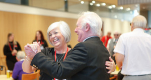 Veteran dances with member of staff at Hawkhead Centre