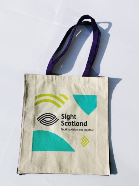 Canvas Tote bag from Sight Scotland. Purchase one from our merchandise store to support our charity