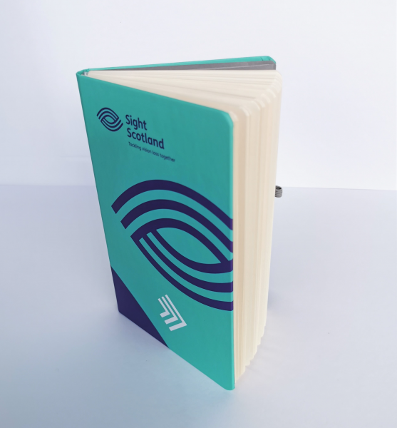 Purchase an A5 note book and support Sight Scotland. Available from our merchandise store