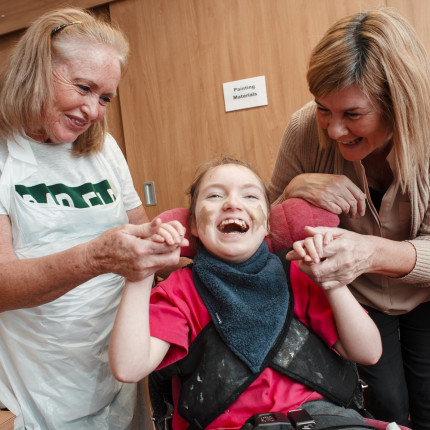 Royal Blind School pupil Lolly gets her makeup on before her performance in Sleeping Beauty, the Royal Blind School's 2018 Christmas pantomine