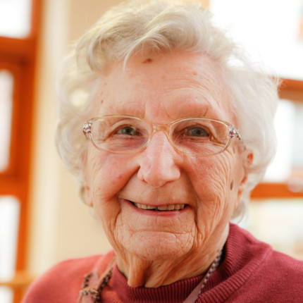 A Braeside House resident's face, close up
